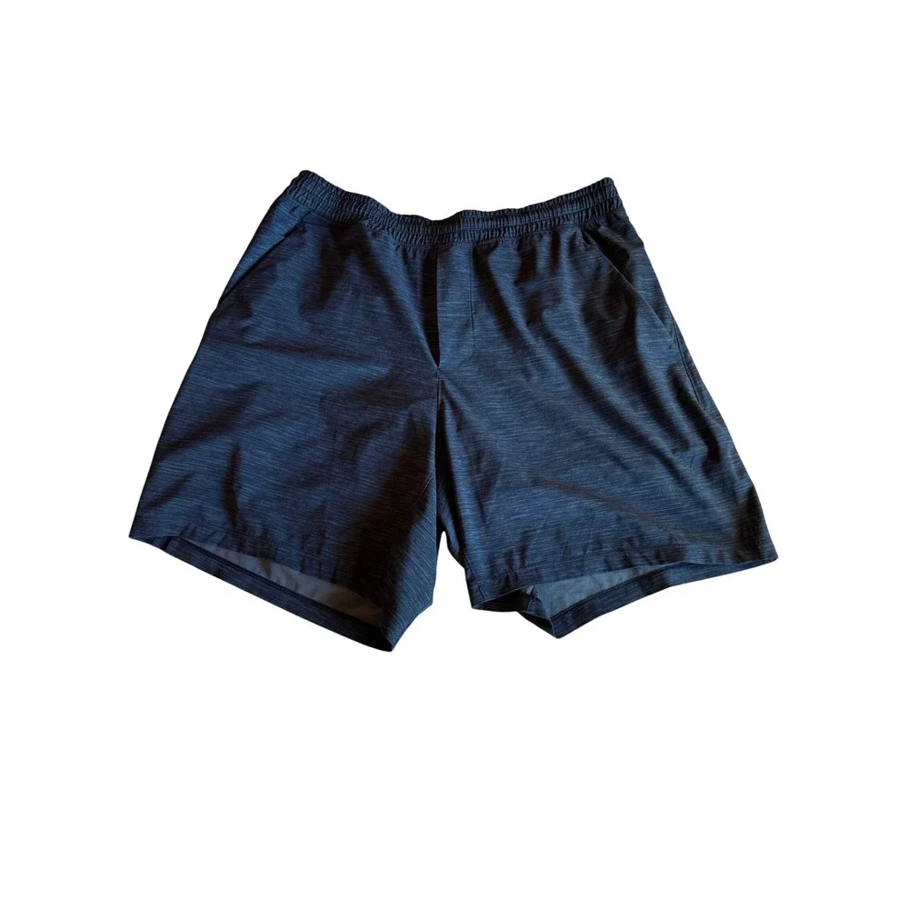 Lululemon Pace Breaker Lined Shorts Mens Large Navy Blue Heathered 7 Inseam